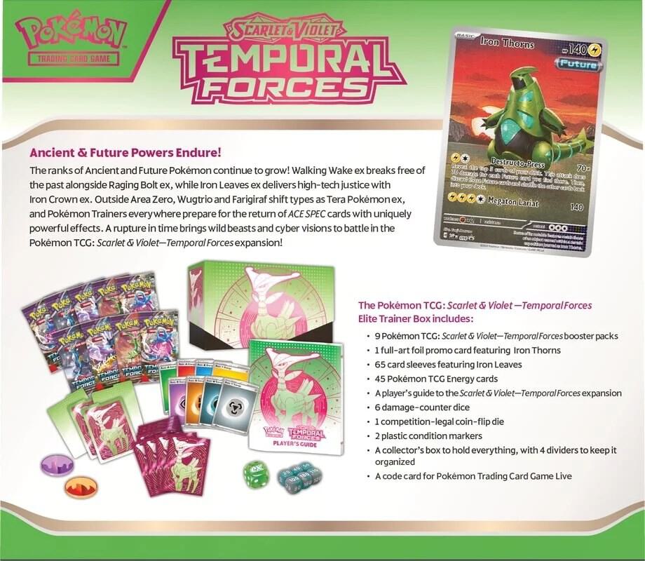 Pokemon Scarlet & Violet - Temporal Forces Elite Trainer Box (Iron Leaves)