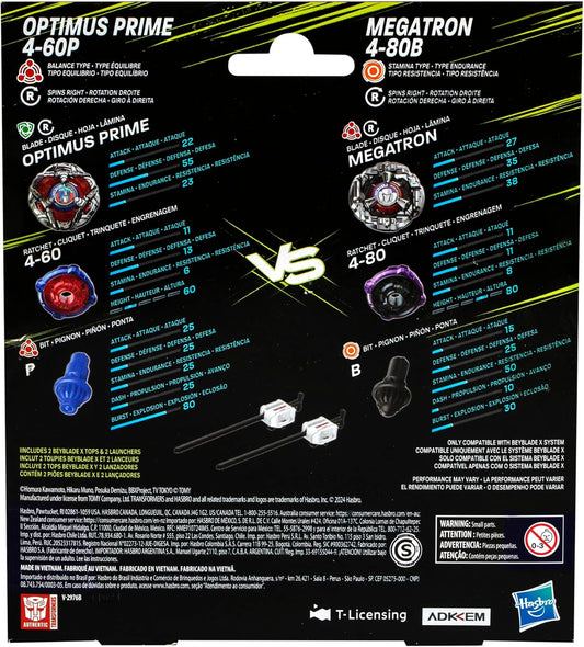 Beyblade X: Transformers Collab - Optimus Prime 4-60P vs. Megatron 4-80B Multipack Set