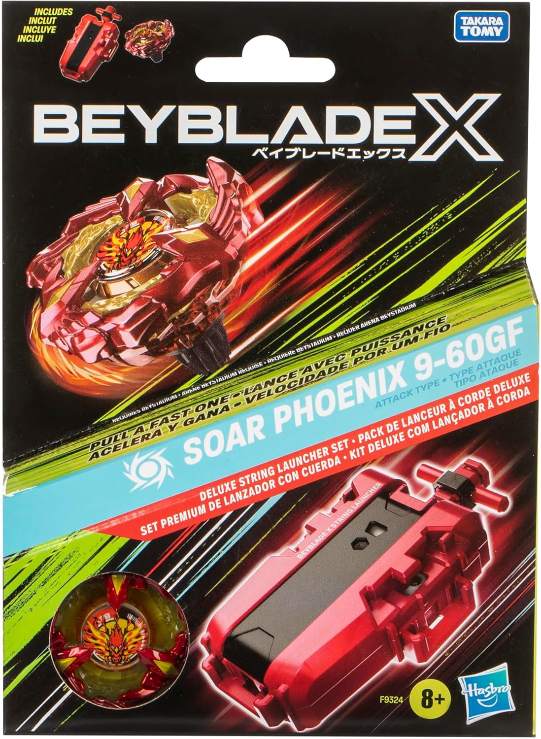 Beyblade X: Soar Phoenix 9-60GF Deluxe String Launcher Set