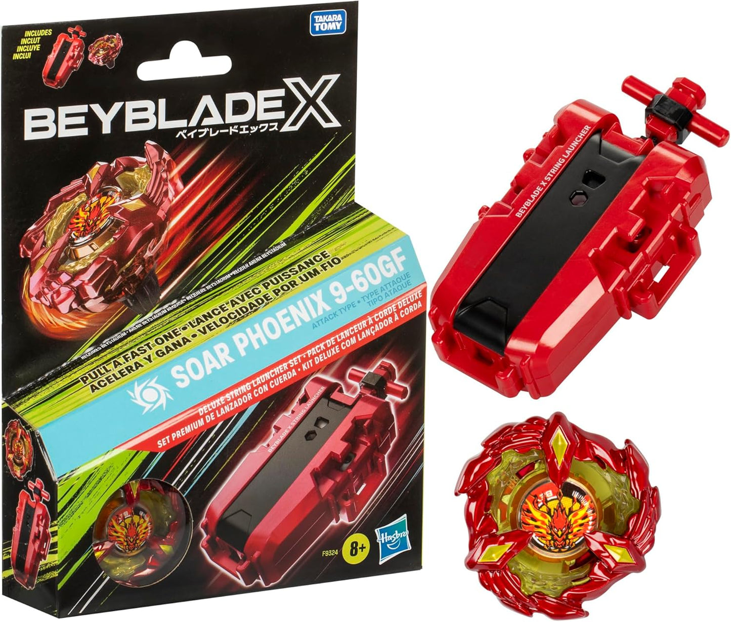 Beyblade X: Soar Phoenix 9-60GF Deluxe String Launcher Set