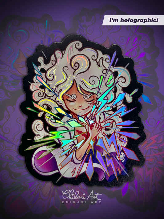 Custom Artwork Holographic Sticker: Beat Loudly, Heartbeat