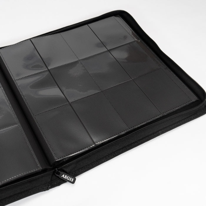 Aegis - 12-Pocket Diamond-Zip Binder (Black)