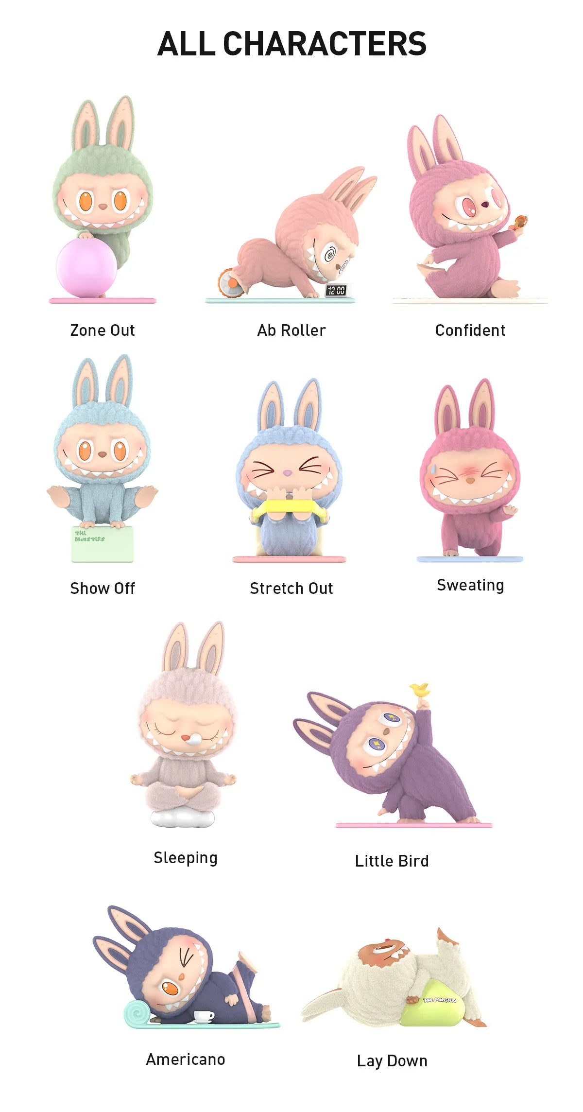 The Monsters x Lazy Yoga Series Figures